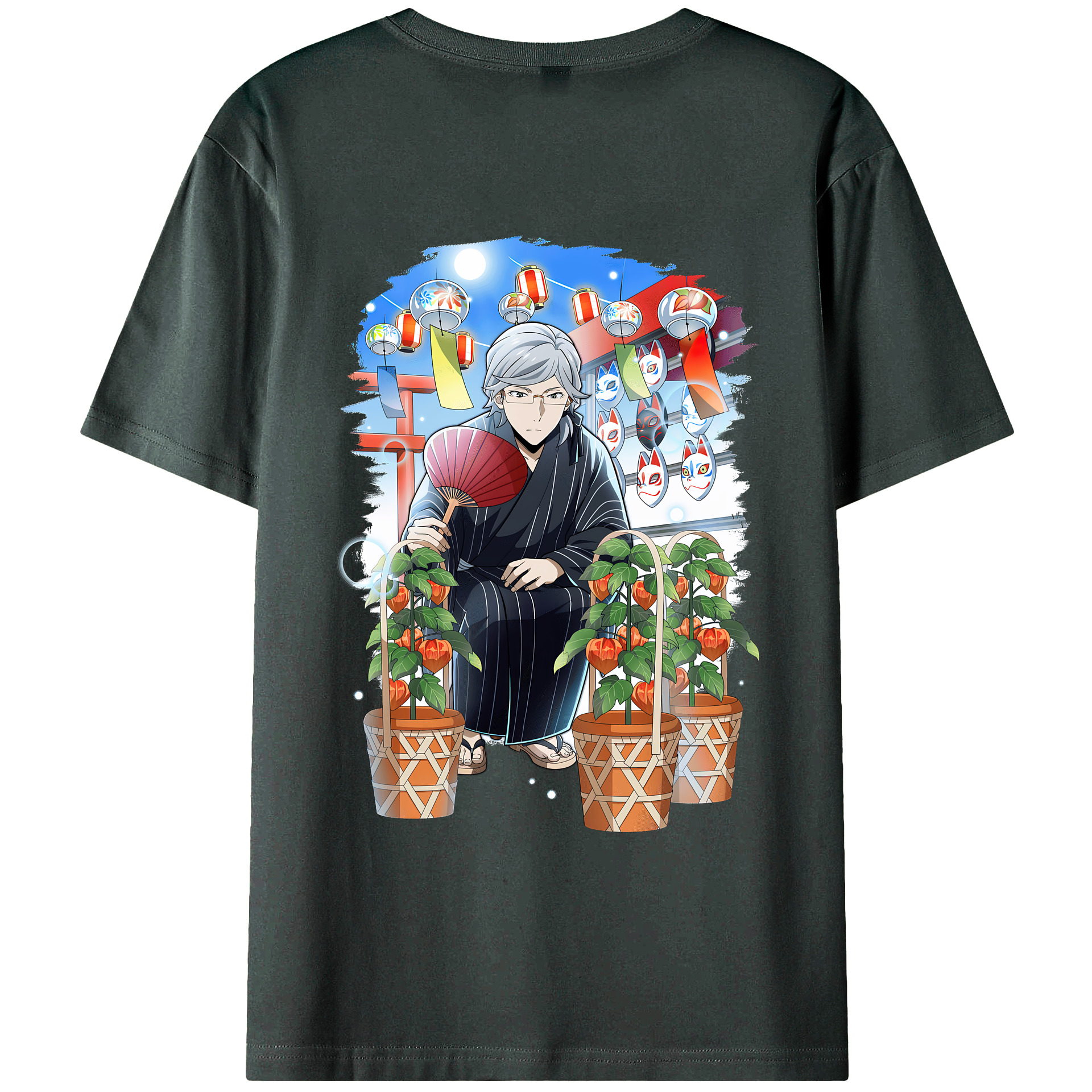（画像用） 文豪ストレイドッグス Bungo Stray Dogs 綿100％ メンズ半袖Tシャツ（バックプリント） 通気性